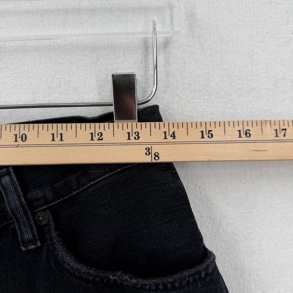 AGOLDE Criss Cross Skirt Women 26 Black Denim Mini Frayed Hem Asymmetric Waist - Picture 13 of 16